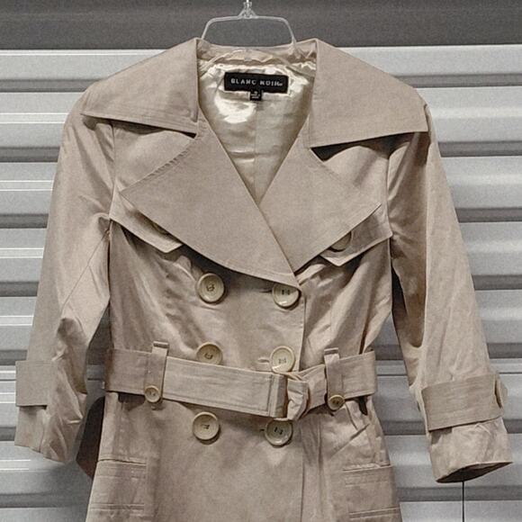 Blanc Noir Womens Classic Trench Coat Sz Small Blush Belted Double Breasted NWT - Picture 3 of 9